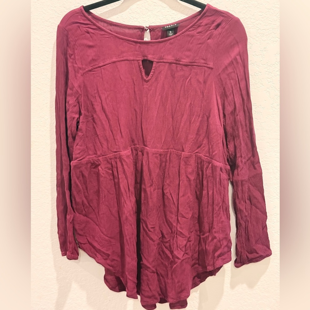 Torrid Deep Red Long Sleeve Blouse